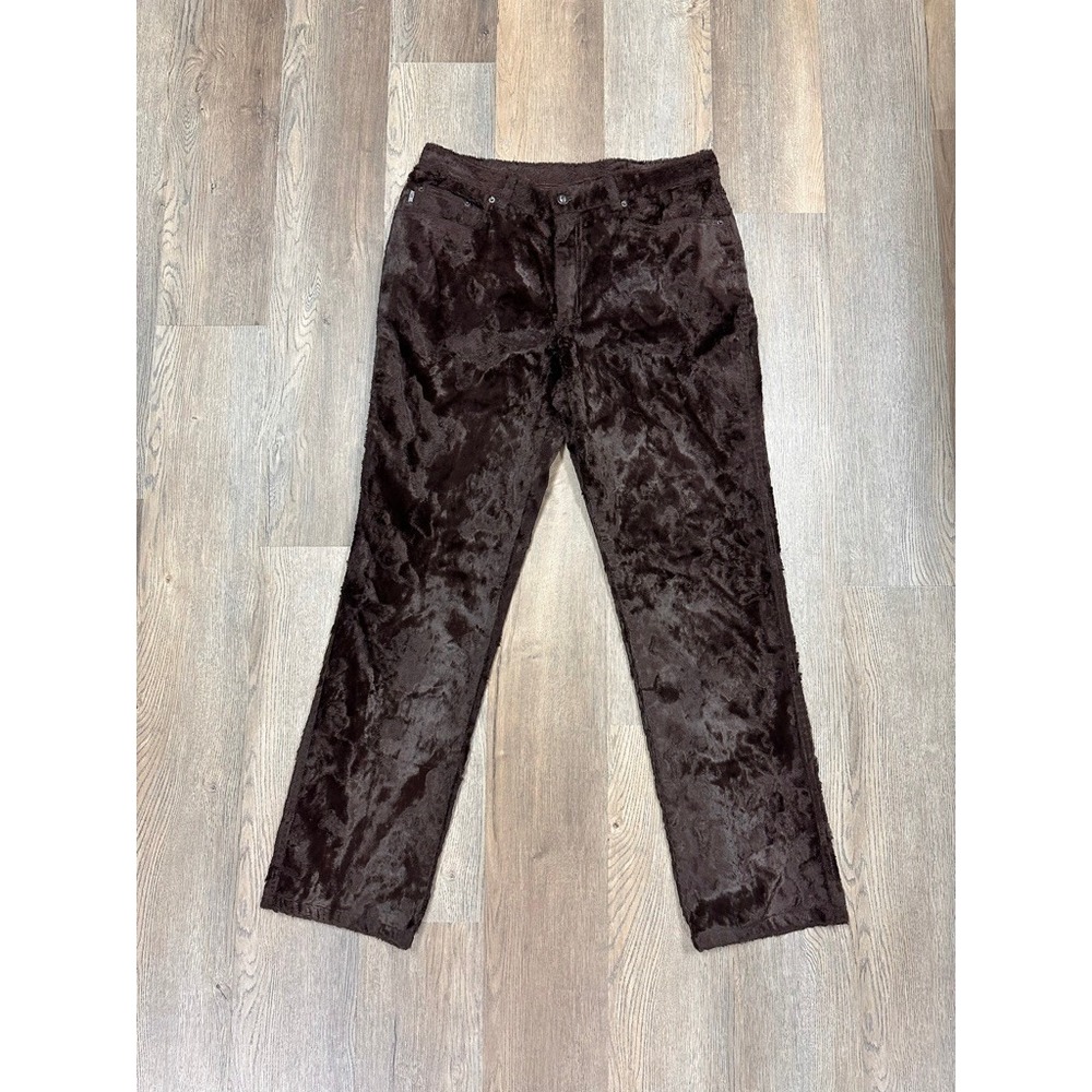 Moschino Cheap and Chic 90s Faux Fur Pants Brown Straight Leg Italy Vintage 38